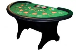 Green covered half circle table