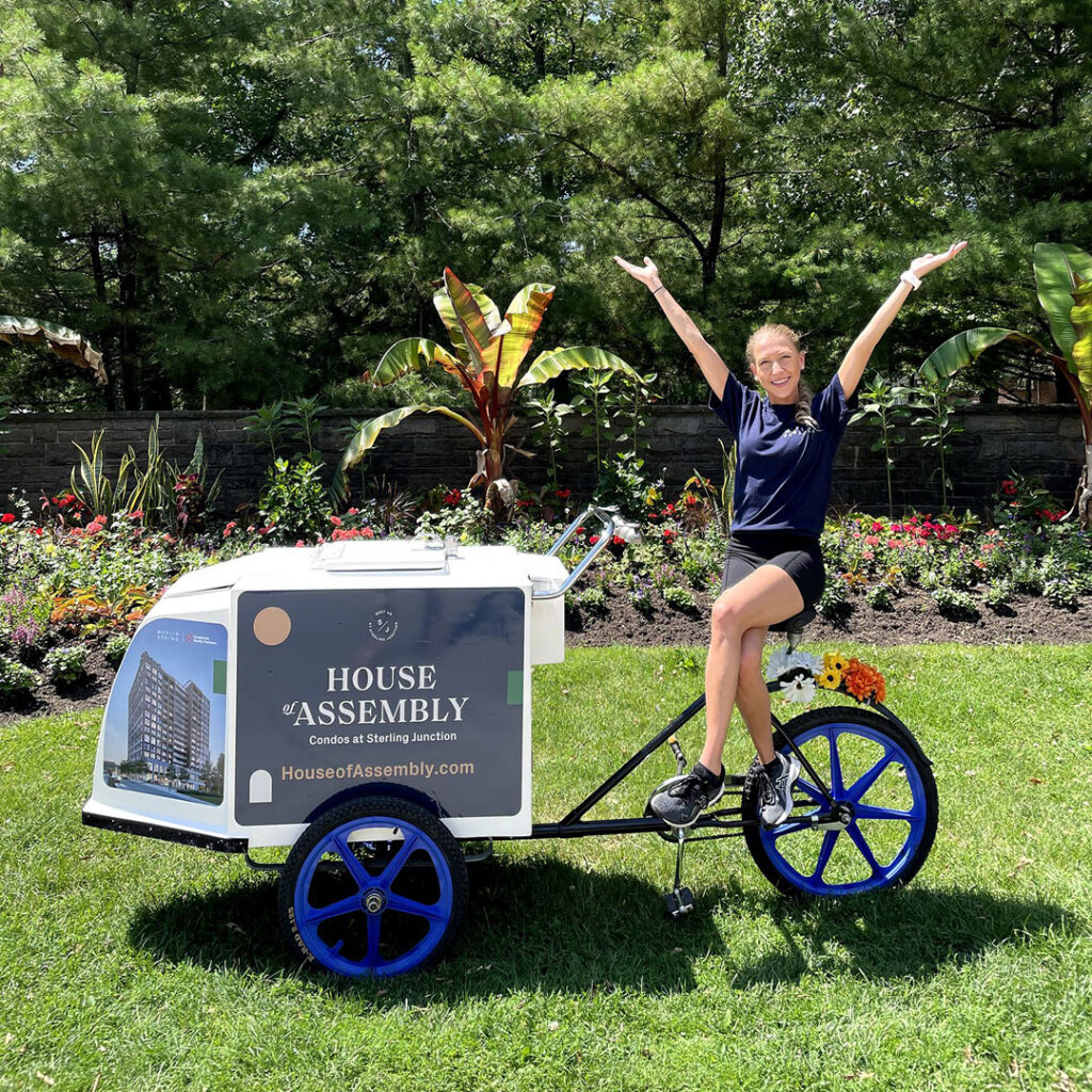 Ice cream cart bike by park