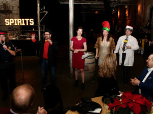 A line of actors standing