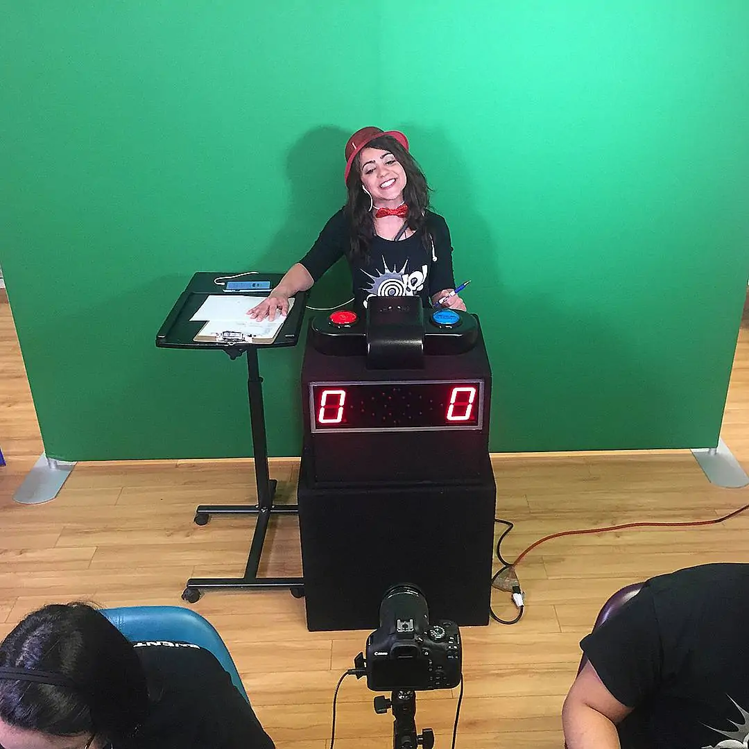 Host with green screen