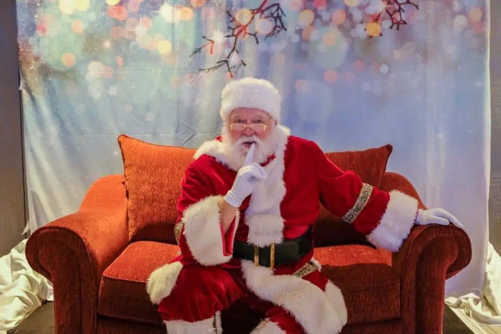 Santa on red couch