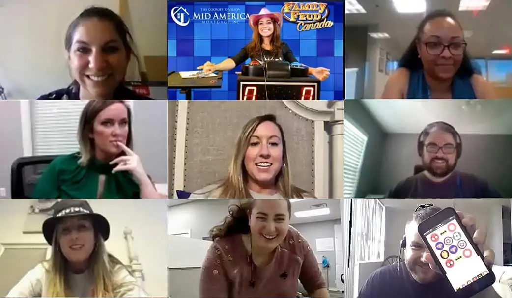 Zoom participants playing Family Feud