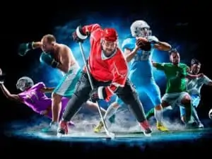 Sports athletes on black